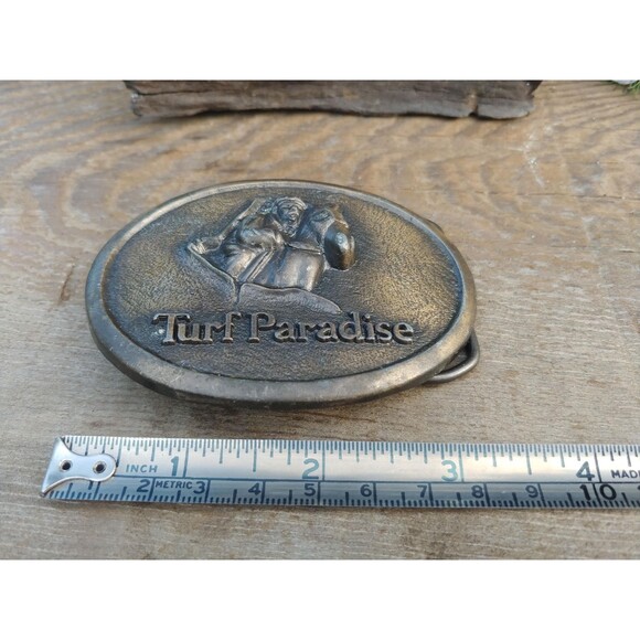 Vintage Turf Paradise Souvenir Belt Buckle // Horse Racing Memorabilia - Picture 9 of 10